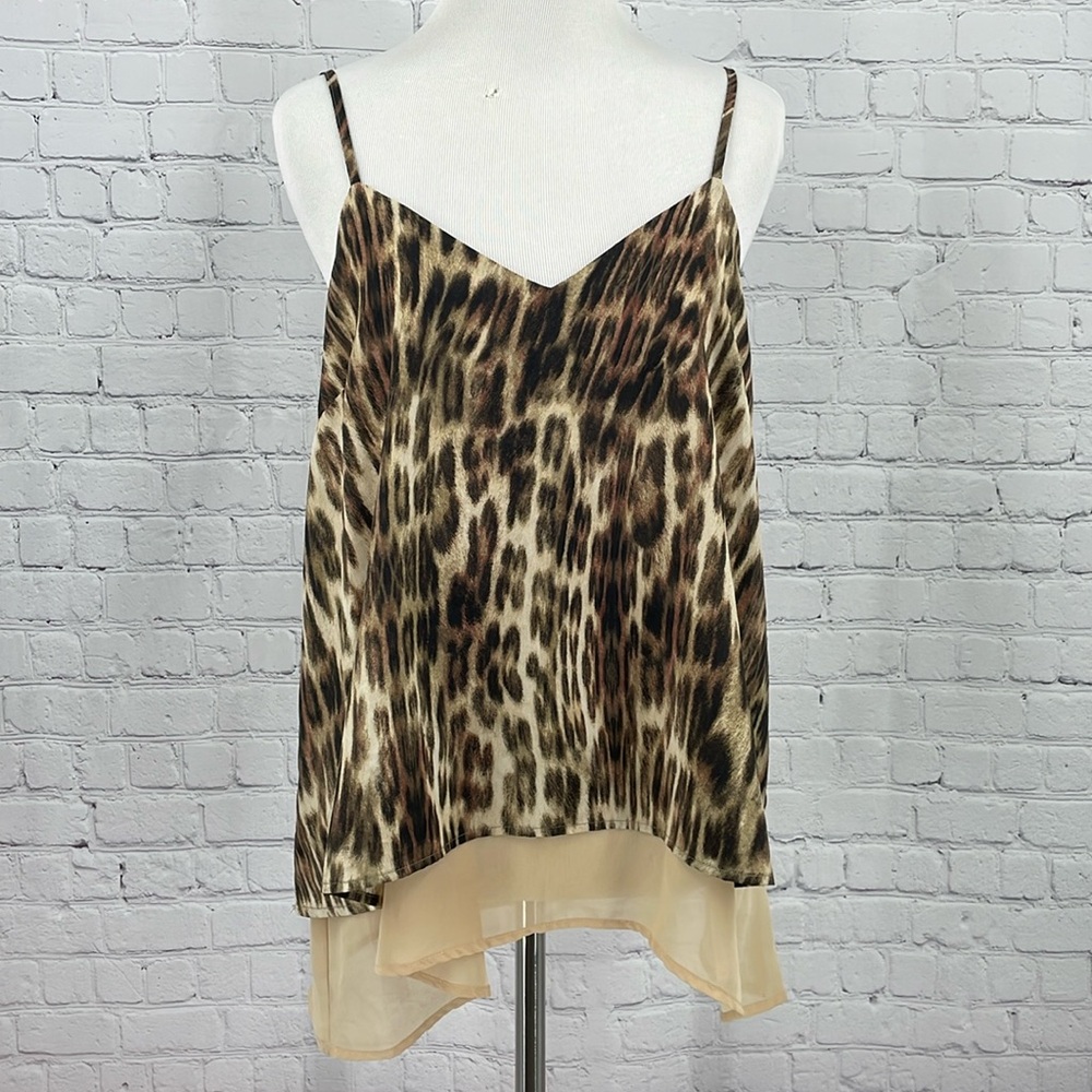 Bar III Small Animal Cheetah Print Layered Tank Top Funky Fun Cute Flowy
